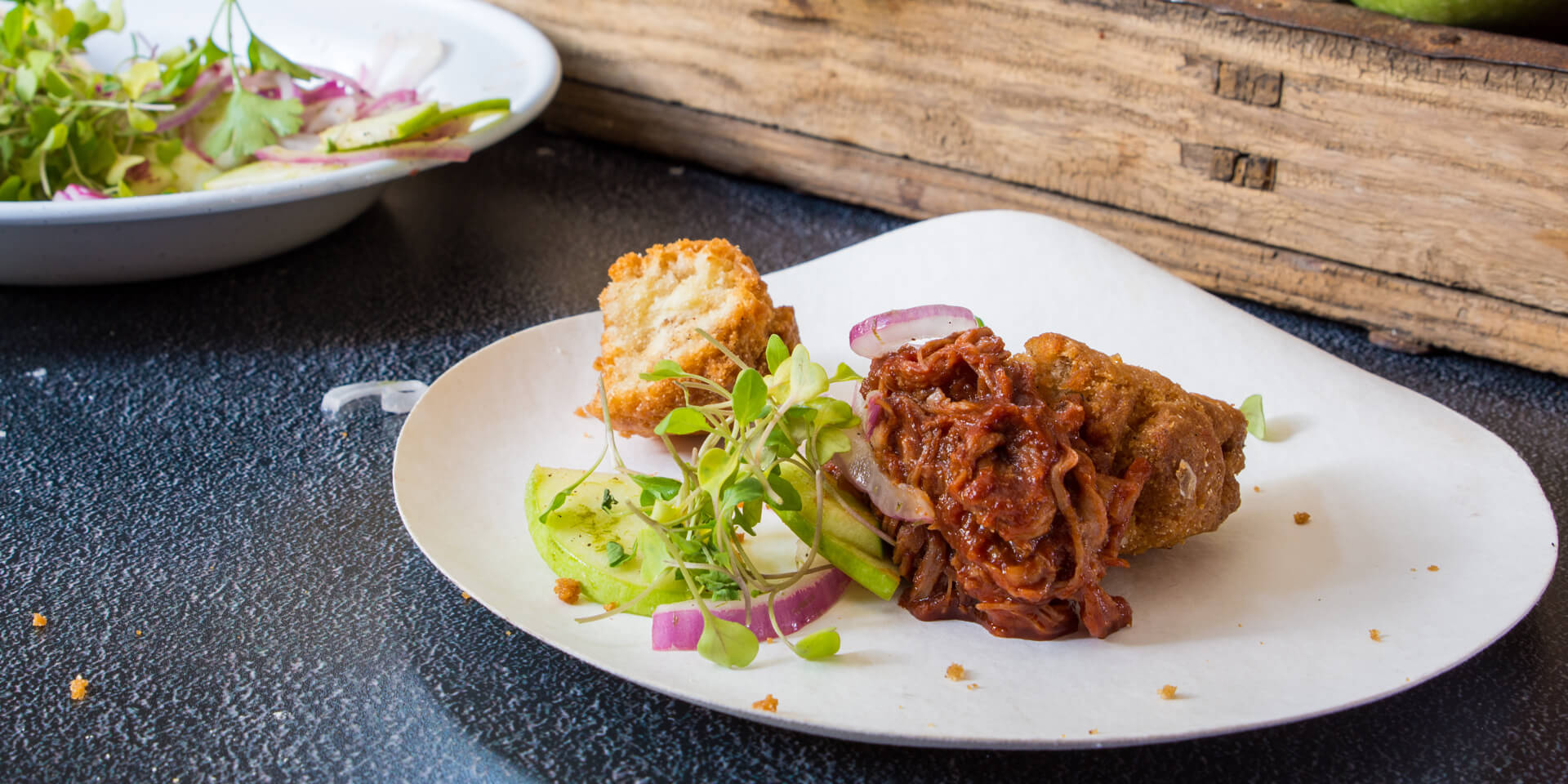 Caribbean Fried Dumplings wit Jamaican Rum Pulled Pork