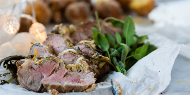 Eskort Pork Neck Roast with Pumpkin Fritters and Couscous