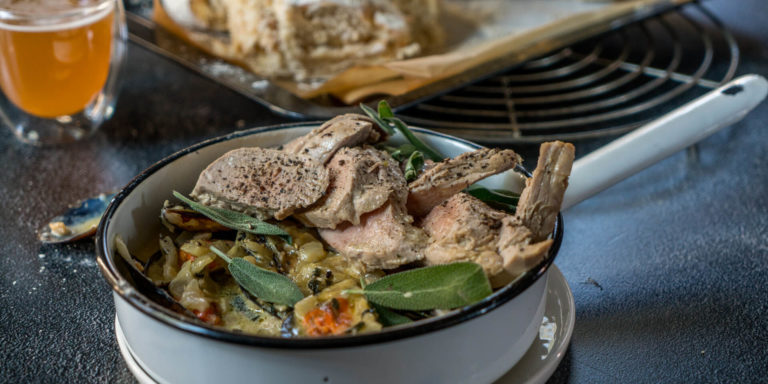 Mussel and Beer Pork Fillet with Sweet Potato Bread