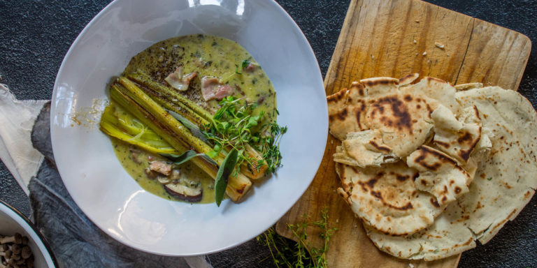 Bacon Wild Mushroom Whisky Soup With Caramelised Leeks