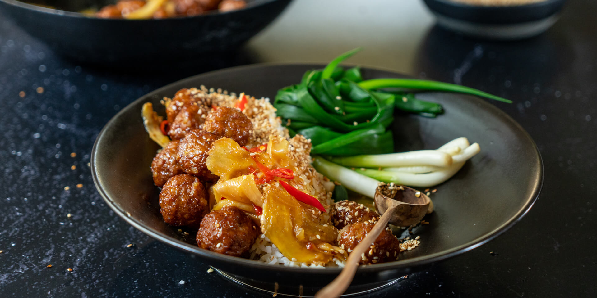 Sweet & Sour Meatballs with Sticky Basmati Rice