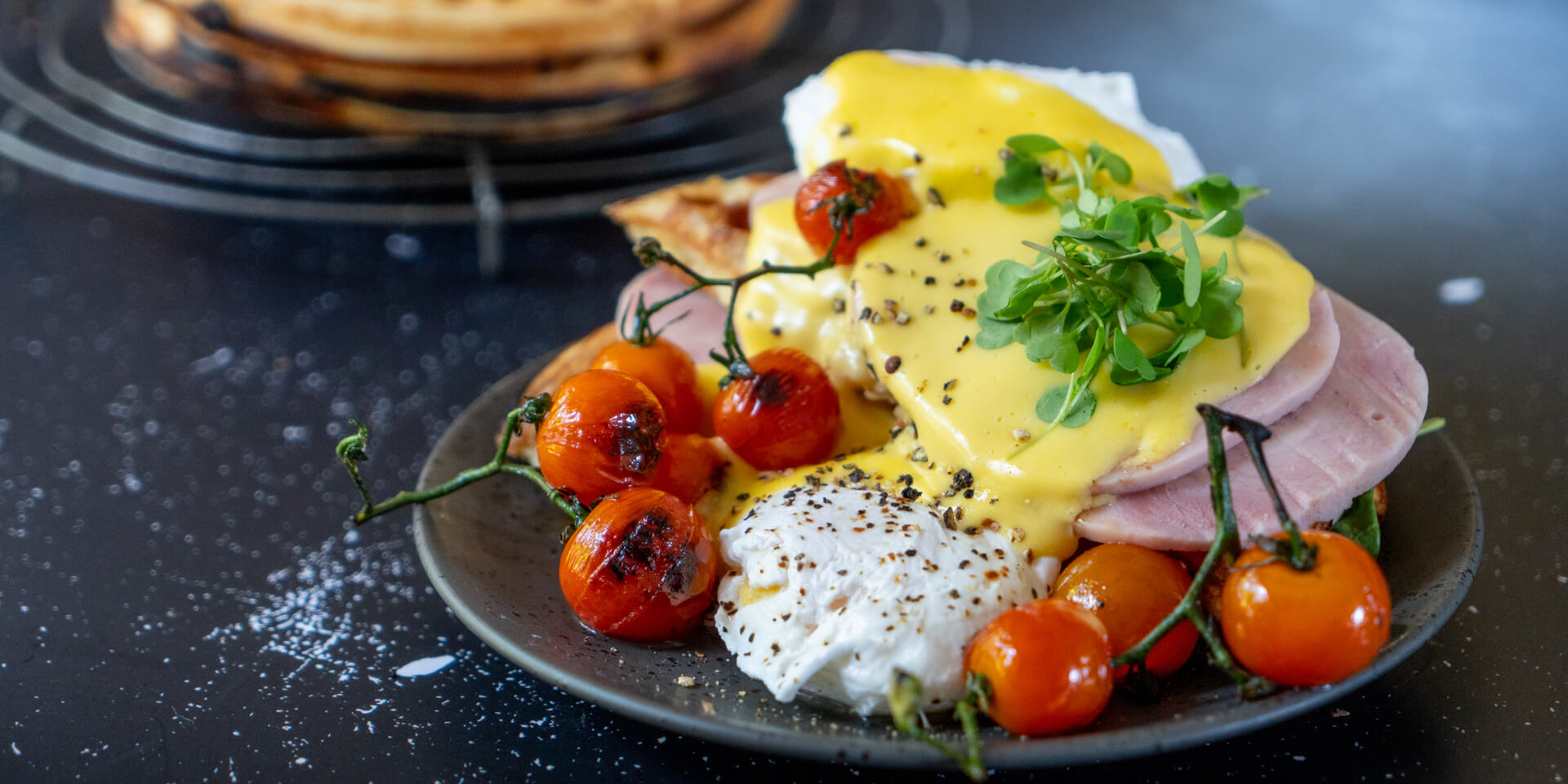 Benedict Waffle with Ham & Hollandaise Sauce