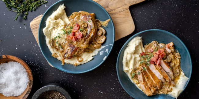 Natasha Eats: Creamy Mushroom Pork Chops and roasted garlic mash potatoes