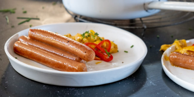 Smoked Viennas with Chakalaka Mash