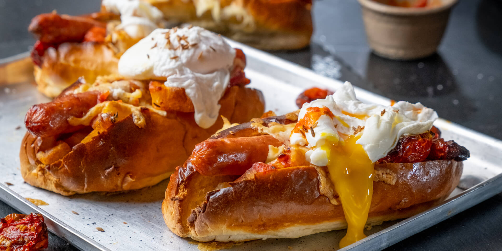 Bacon Griller breakfast hot dogs with crispy fried cumin potatoes
