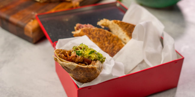 Pulled Pork wrap Pulled Pork Wrap & Avocado Dip