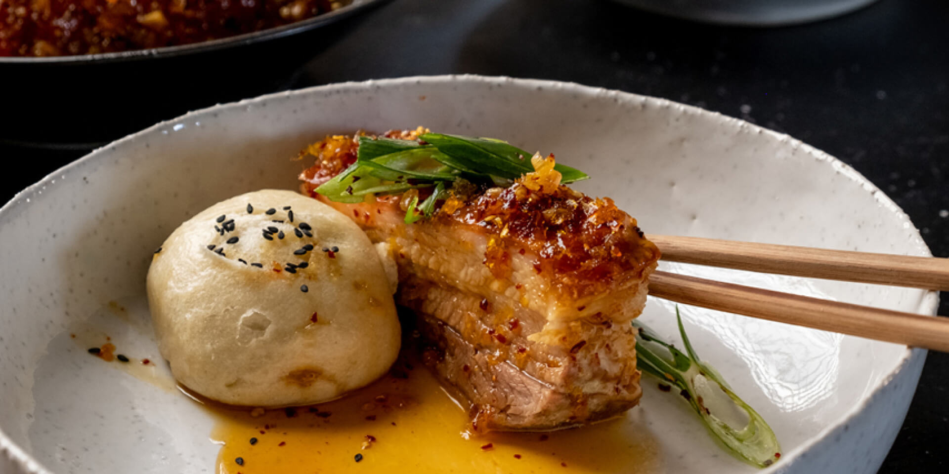Asian 3 Ingredient Steamed Buns with Sticky Orange Pork Belly