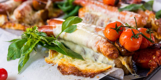 Hot Dog with Roasted Tomato Open Sarmie