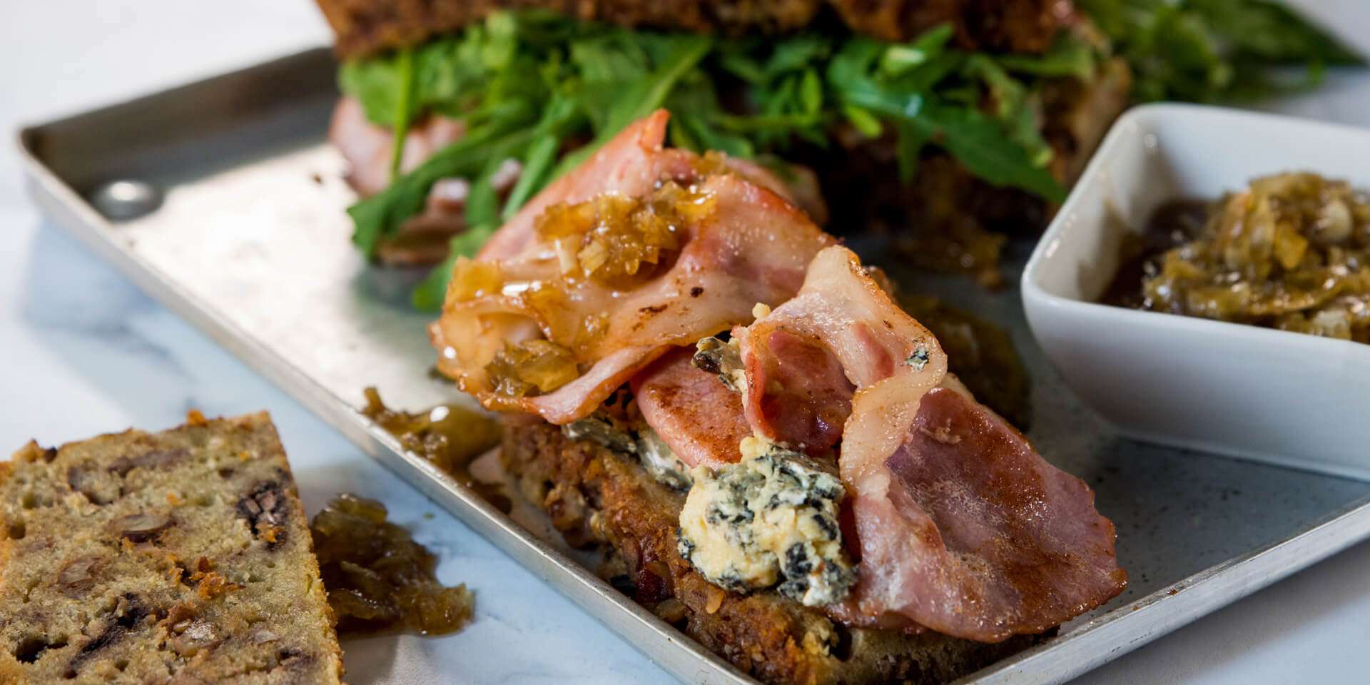Bacon, Banana and Brie with Whisky and Cumin Onion Marmalade