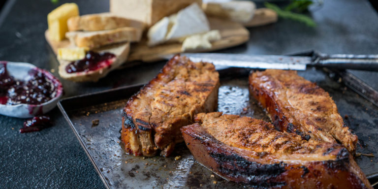 Sweet & Sticky Braai Chops with Fire-Baked Beer Bread