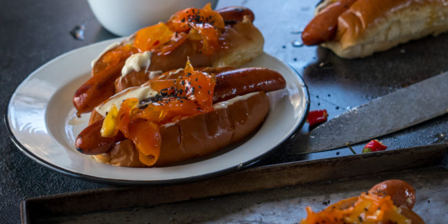 Russian Rolls with Chilli & Carrot Pickle