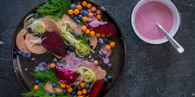 Chopped Ham & Beetroot Salad with Creamy Pomegranate Dressing