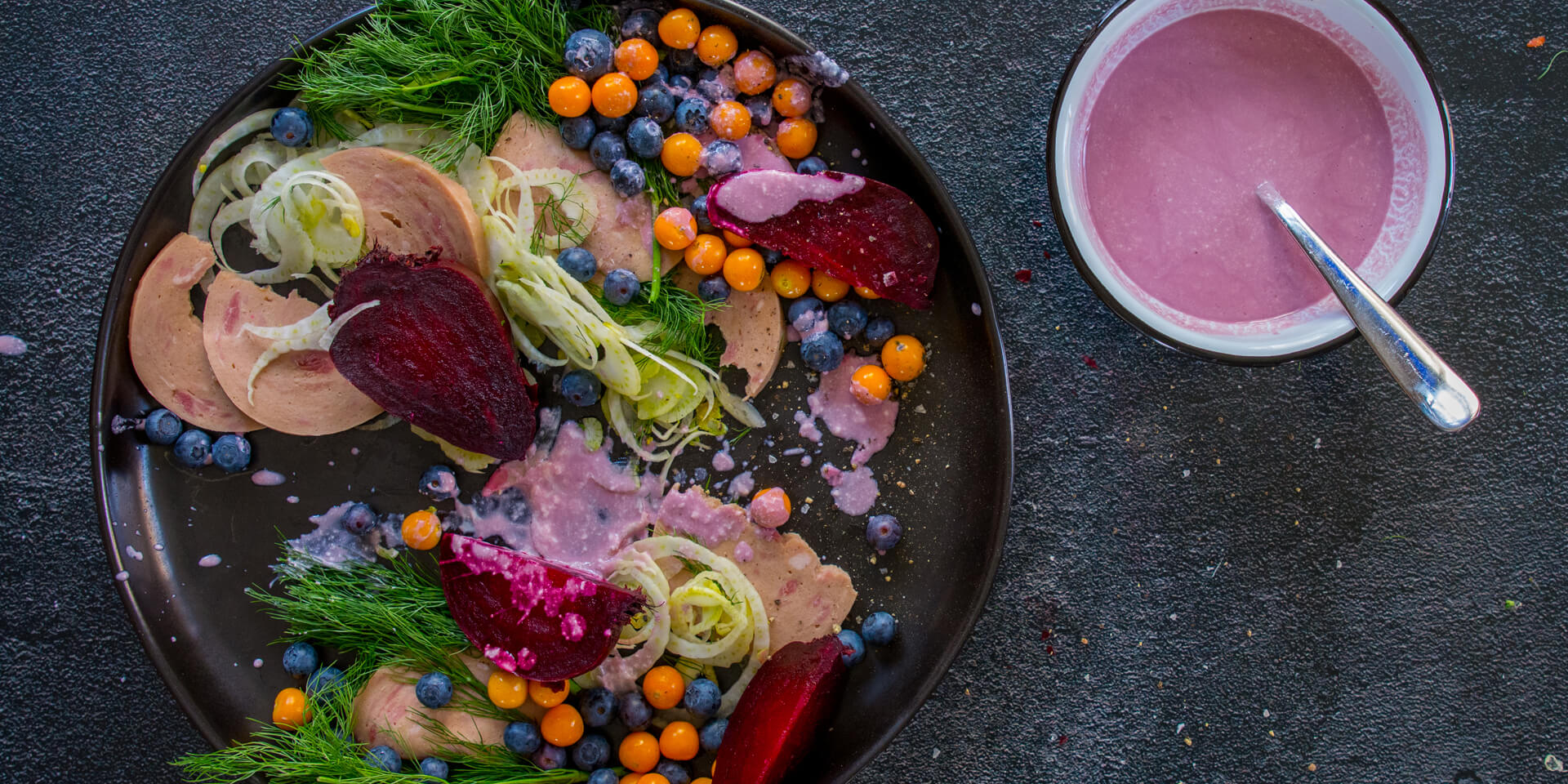 Chopped Ham & Beetroot Salad with Creamy Pomegranate Dressing