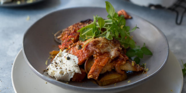 Melanzane alla Parmigiana with Gammon Steak