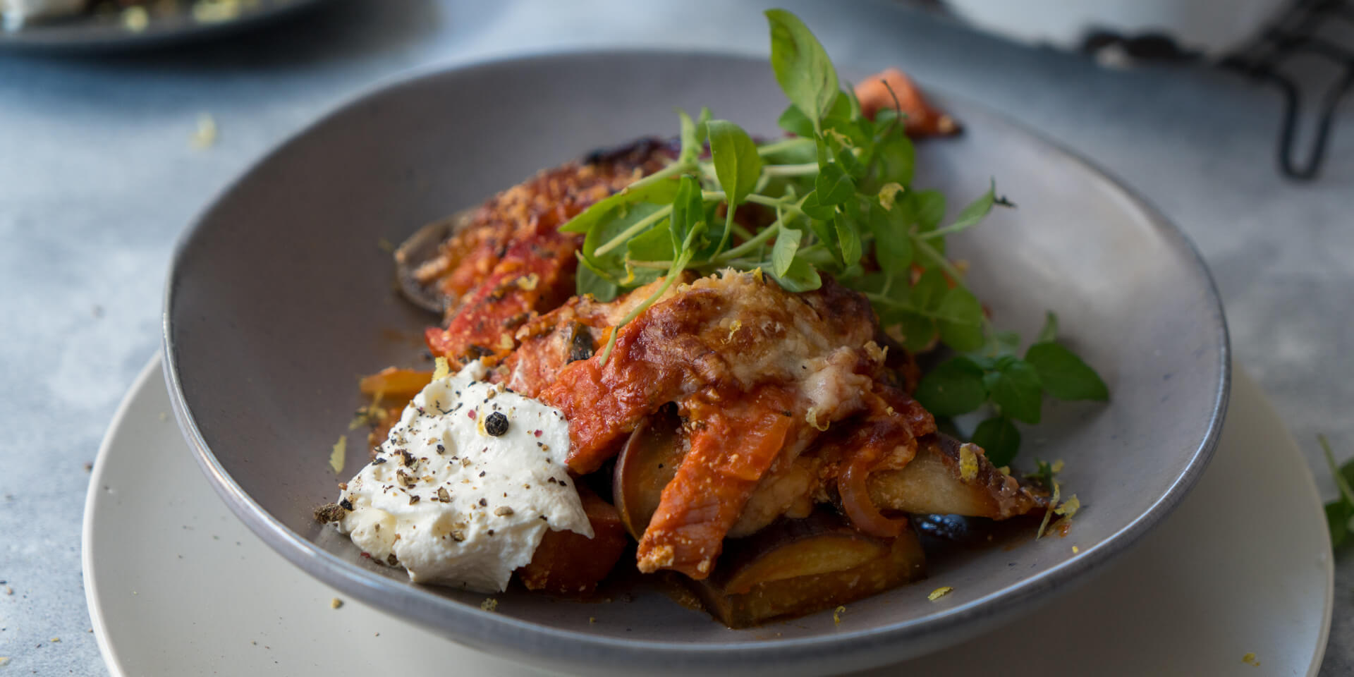 Melanzane alla Parmigiana with Gammon Steak
