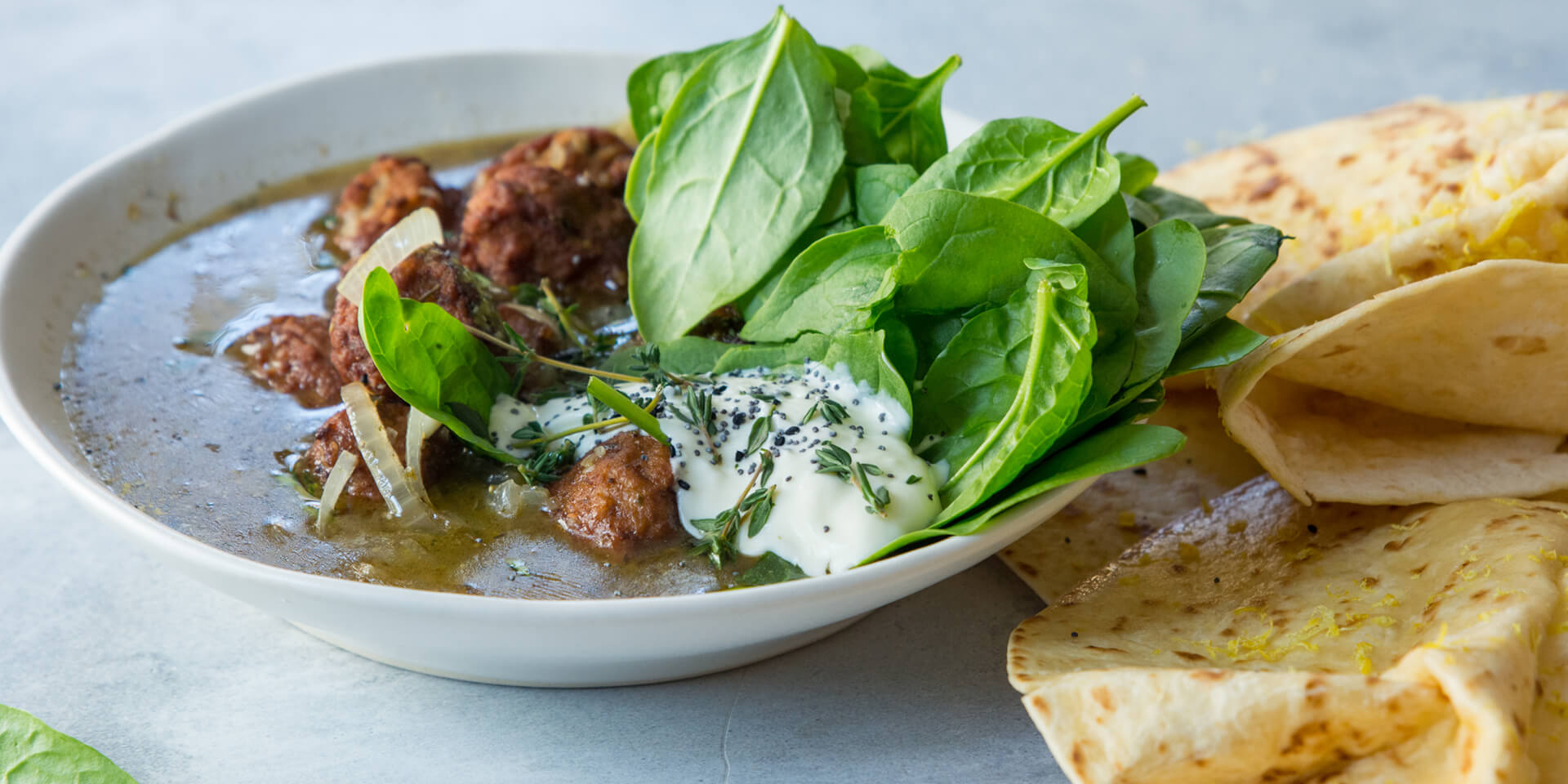 Zesty Dinner Wraps with Za’atar Frikkadel Soup
