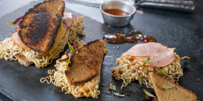 Double Smoked Ham & Cheese Noodle Braai Broodjie Double Smoked Ham, Cheese & Noodle Braai Broodjie