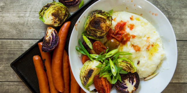 Russians, Pap, Oven Grilled Tomatoes and Baby Cabbage