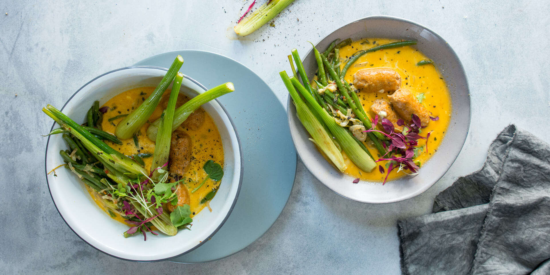 Fennel & Green Bean Soup with Mediterranean Pork Sausages