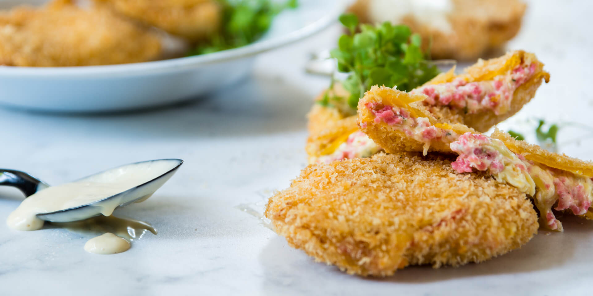 Polony Stuffed Butternut with Spicy Mayo dressing