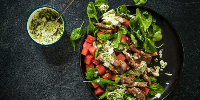 Prego Steak _ Watermelon Salad Prego Steak & Watermelon Salad