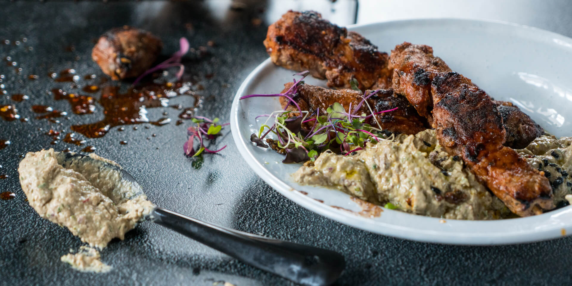 Prego Sosaties with Roasted Aubergine Dip