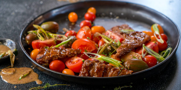 Rib Burger Salad with Balsamic and Maple Vinaigrette