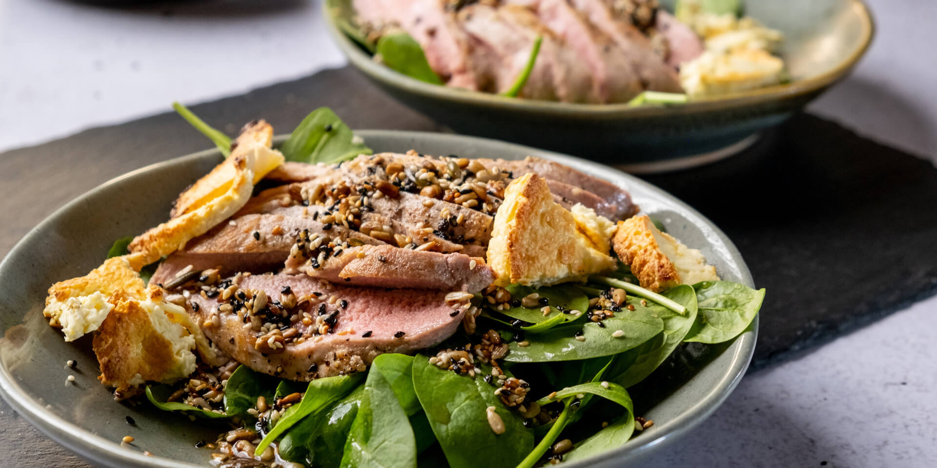 Pork Fillet and Baked Feta Salad