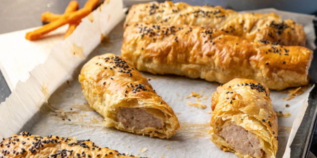 Gold Medal Pork Sausage Rolls with Sweet Potato Chips