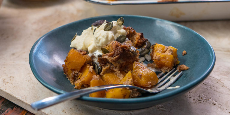 Pumpkin & Madeira Bake with Whipped Vanilla Cream