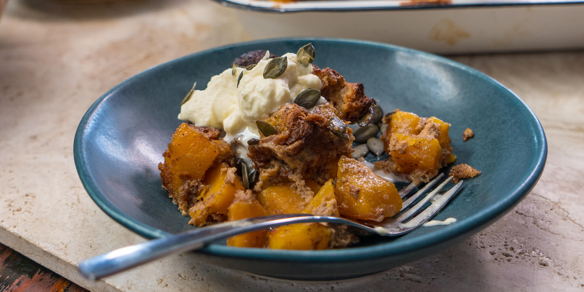 Pumpkin & Madeira Bake with Whipped Vanilla Cream
