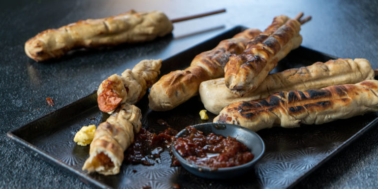 BBQ Rasher Braai Toastie Kebabs with Tomato Jam