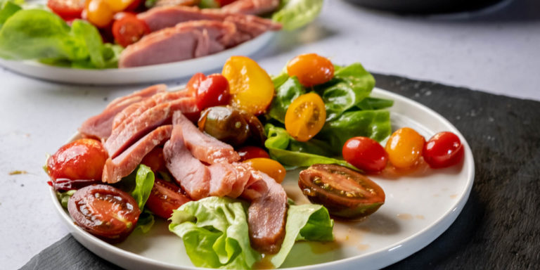Smoked Fillet and Roasted Peach Salad.
