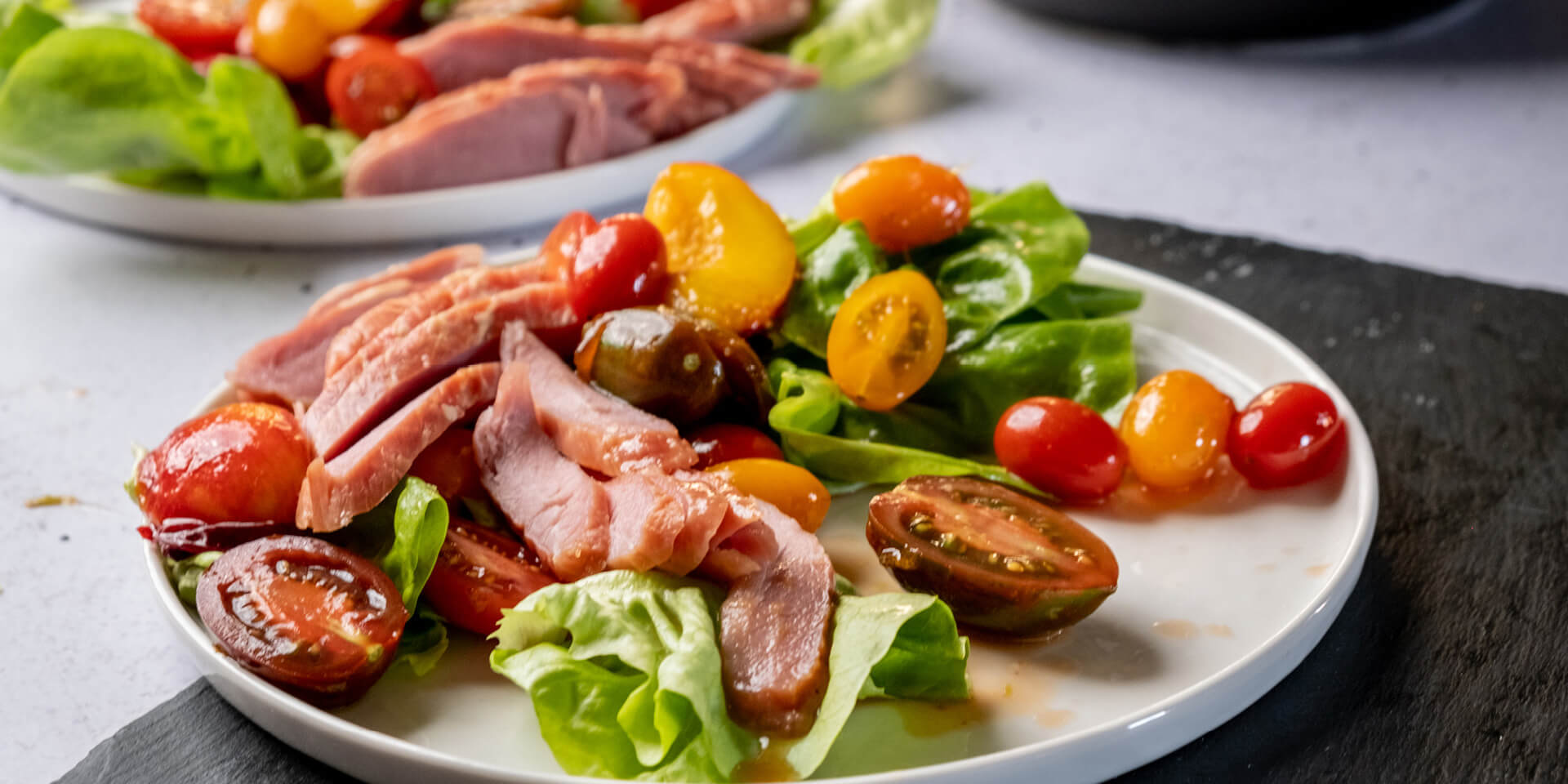 Smoked Fillet and Roasted Peach Salad.