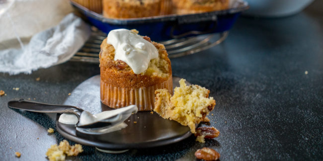 Apple & Rosemary Pork Muffins with Pecan Crumble Topping